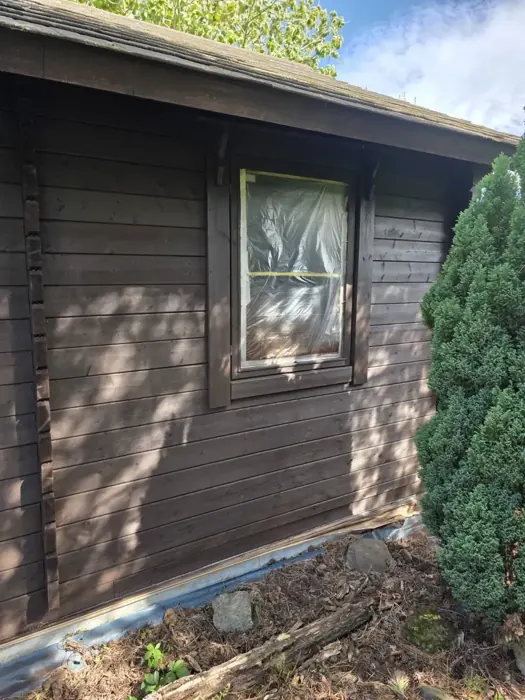 Cabin window masked during preparation