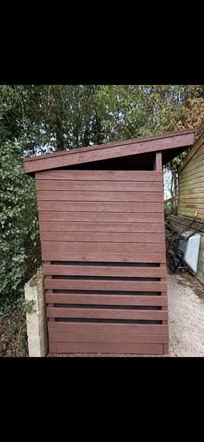 Timber store after work with a reddish brown finish